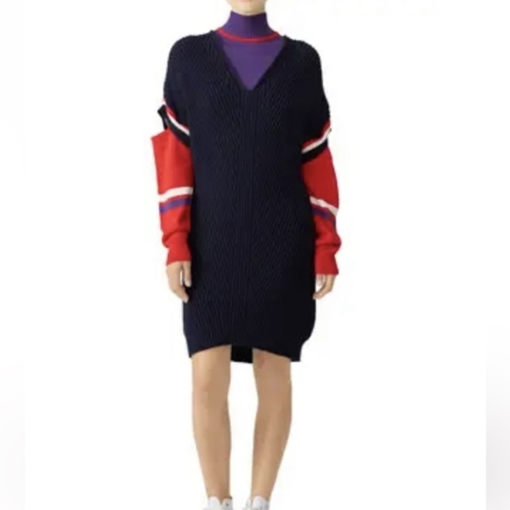 PINKO | Long Sleeve Knit Striped Split Sleeve Navy Red Purple *Use Measurements*